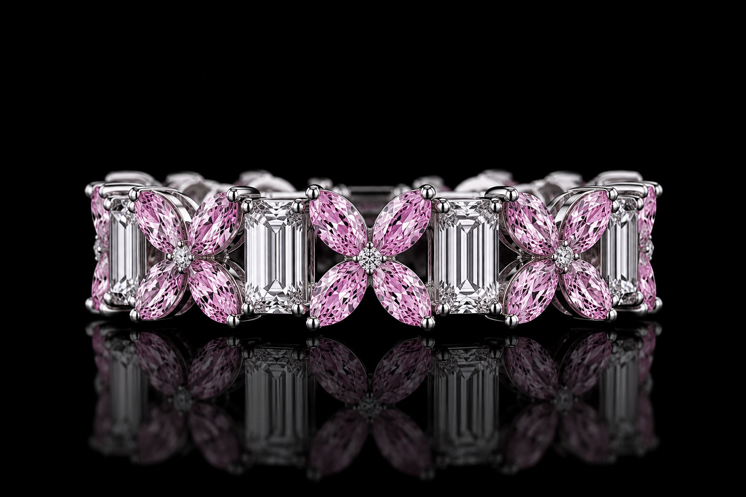 Butterfly Eternity Ring - White Gold - Front