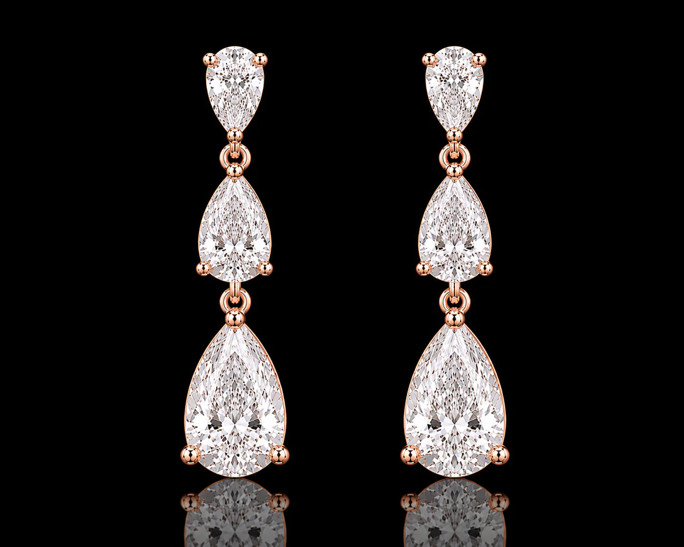 Cascade Pear Earrings - Rose Gold