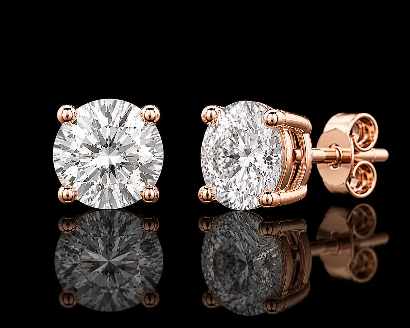Classic 1.5CT Diamond Stud Earrings - Rose Gold