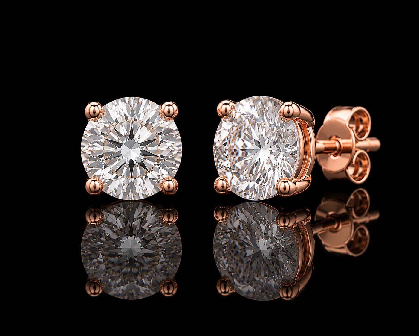 Classic 1CT Diamond Stud Earrings - Rose Gold