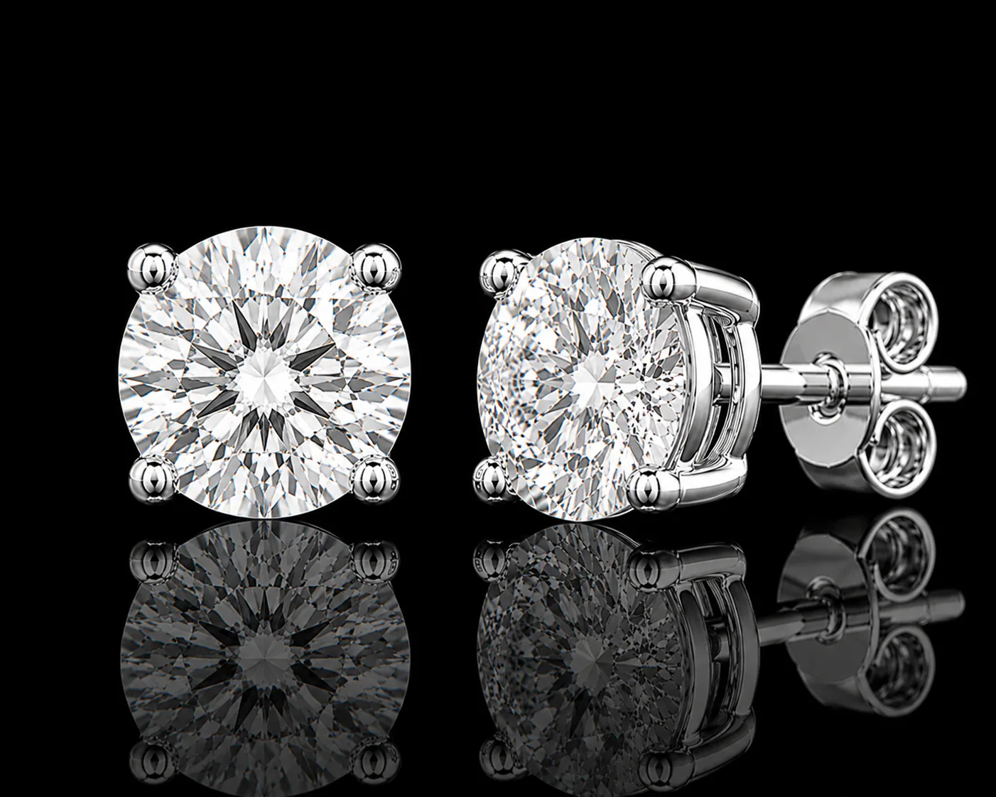 Classic 2CT Diamond Stud Earrings - White Gold