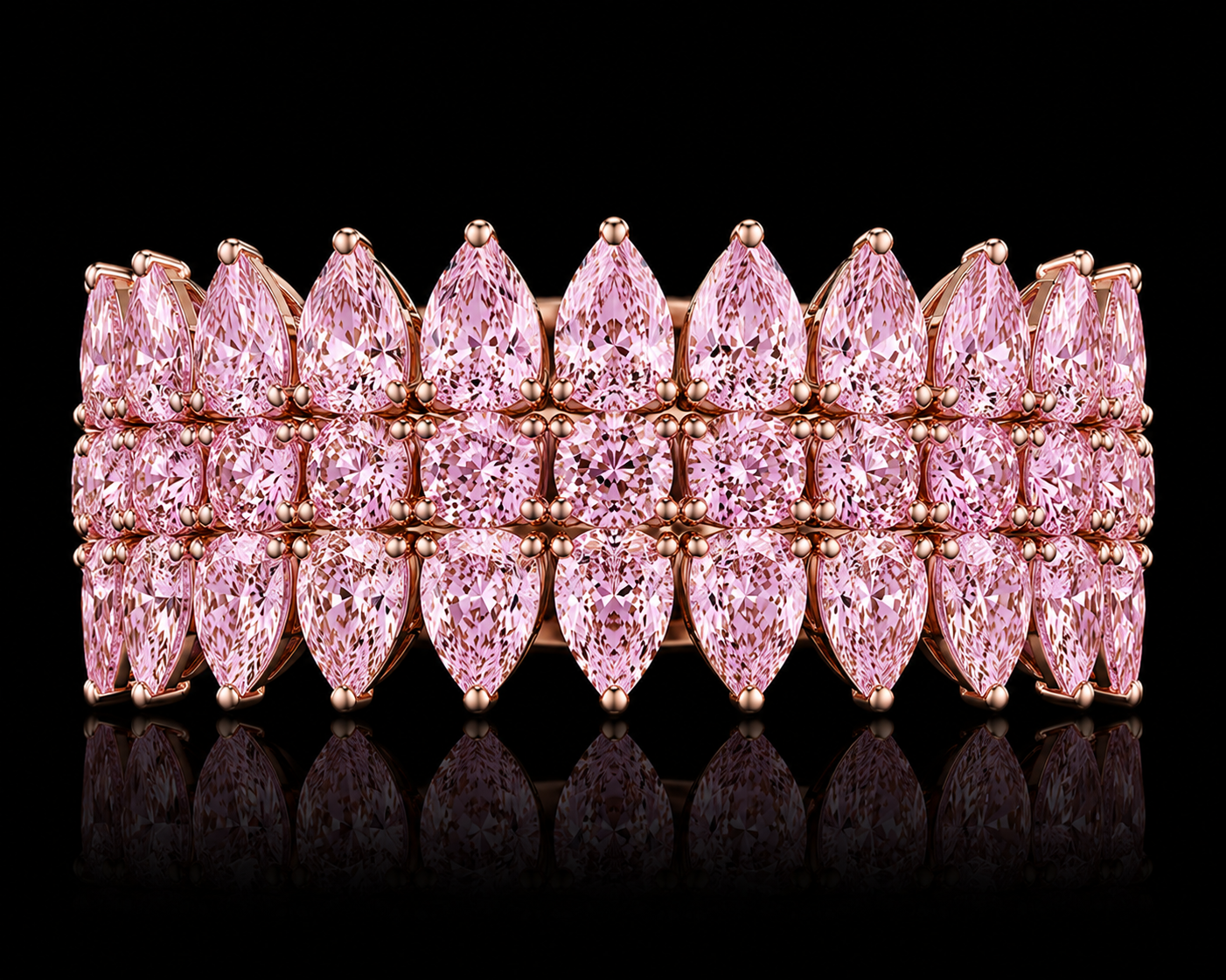 Pink Crown Eternity Ring - Rose Gold
