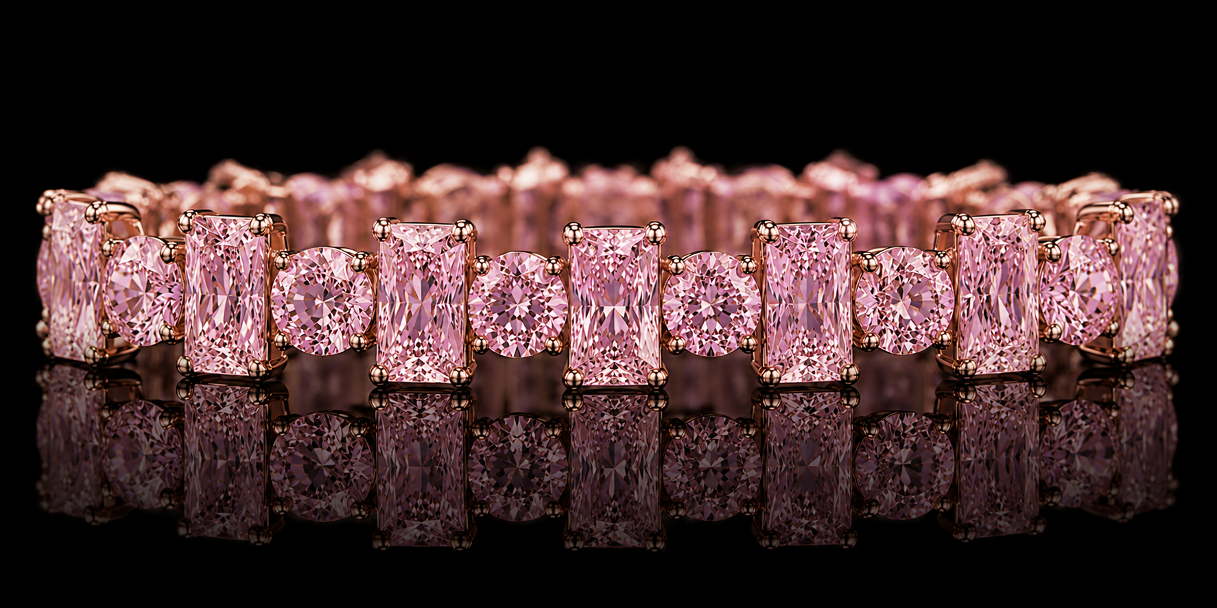 Pink Link Eternity Ring - Rose Gold