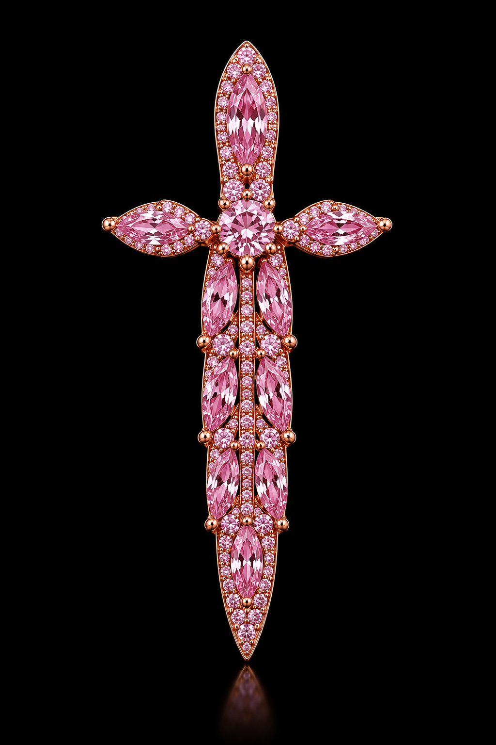 Pink Love Blade Pendant - Rose Gold