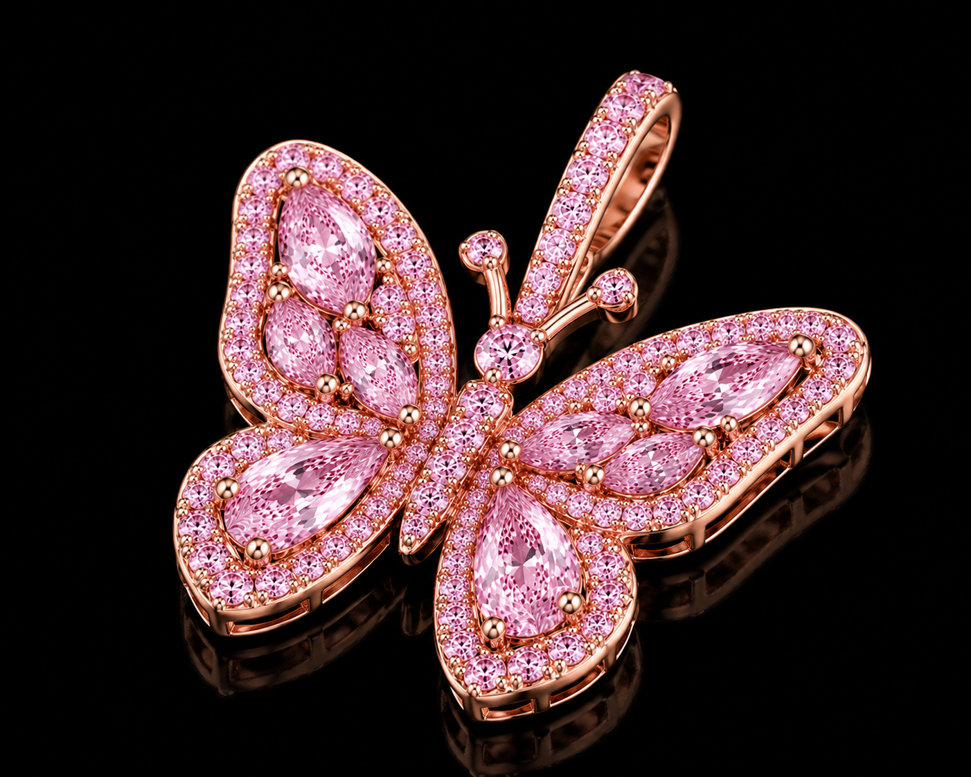 Pink Monarch Pendant - Rose Gold