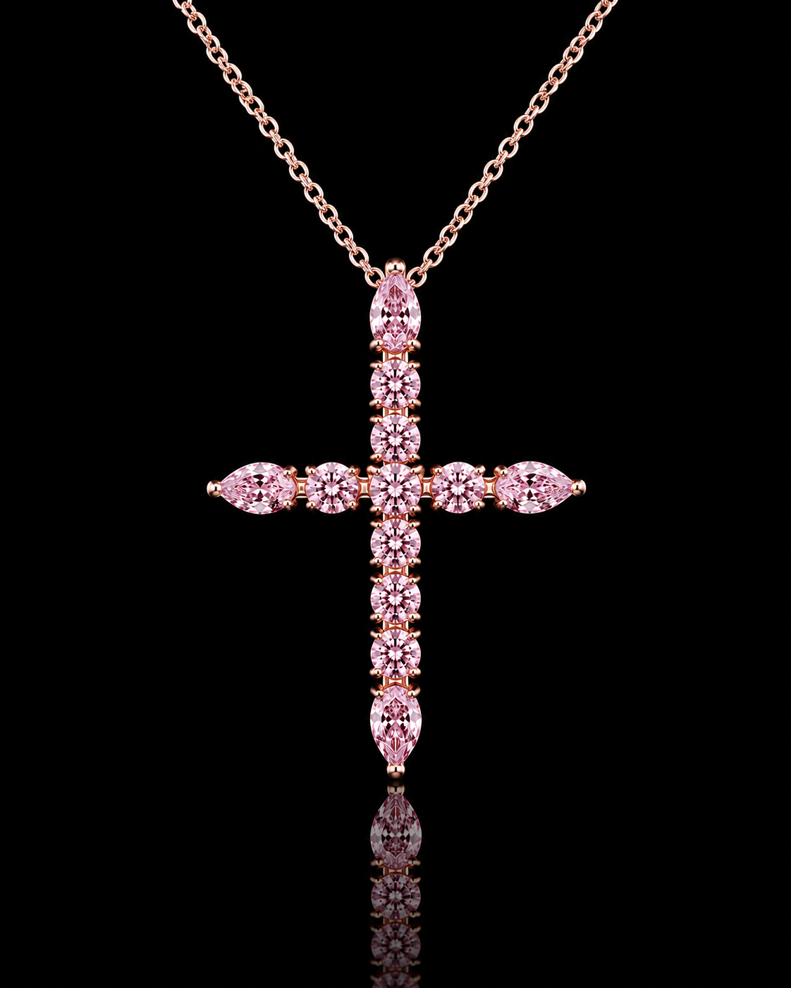 Pink Tennis Cross - Rose Gold