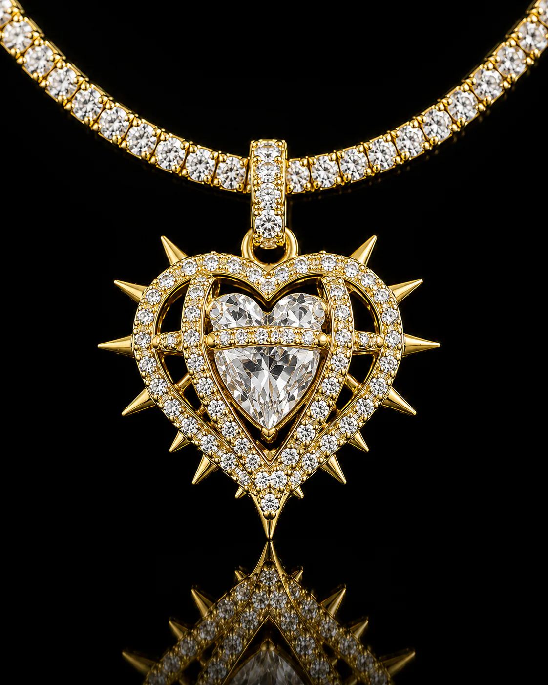 Sacred Heart Pendant - Yellow Gold
