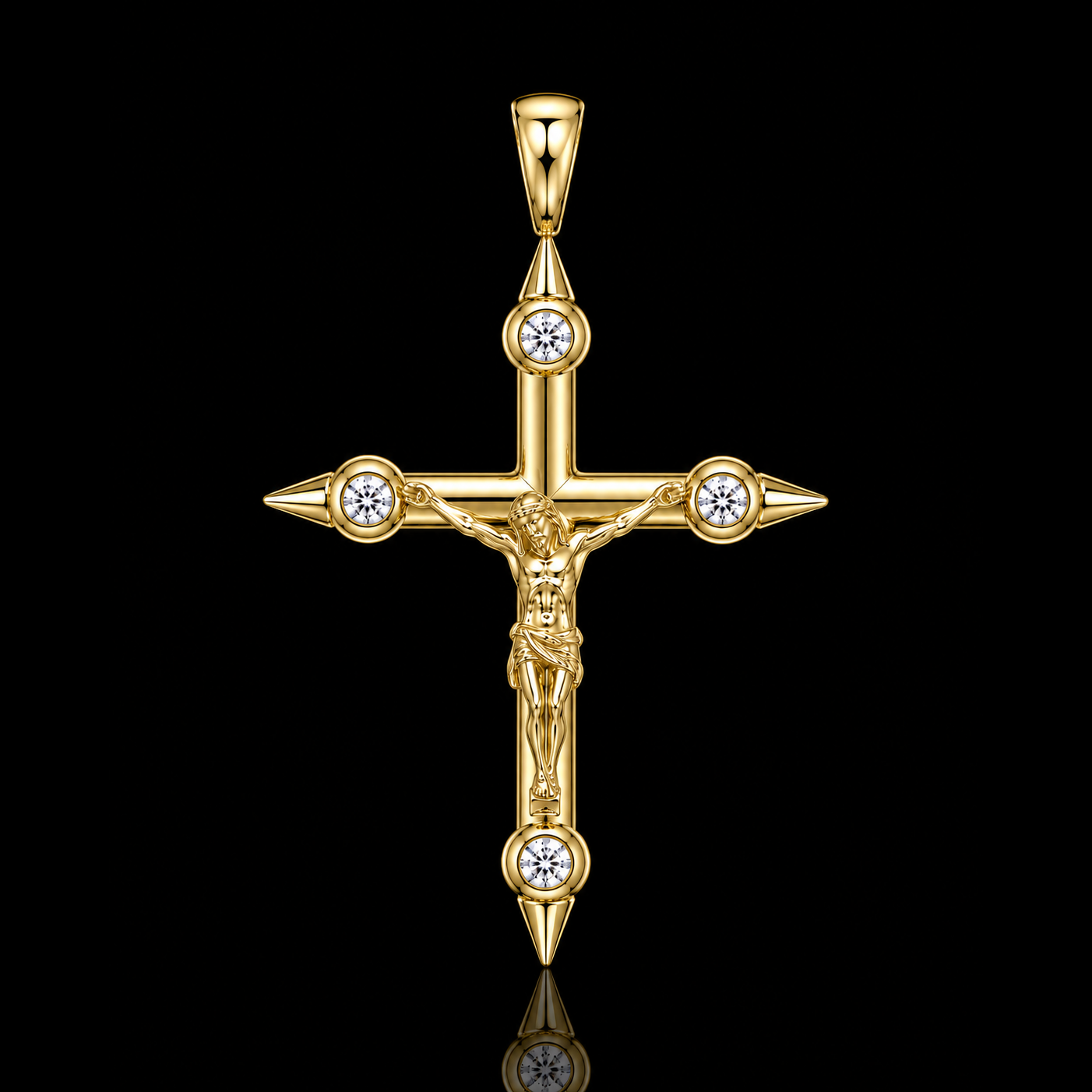 White Thorn Cross - Yellow Gold